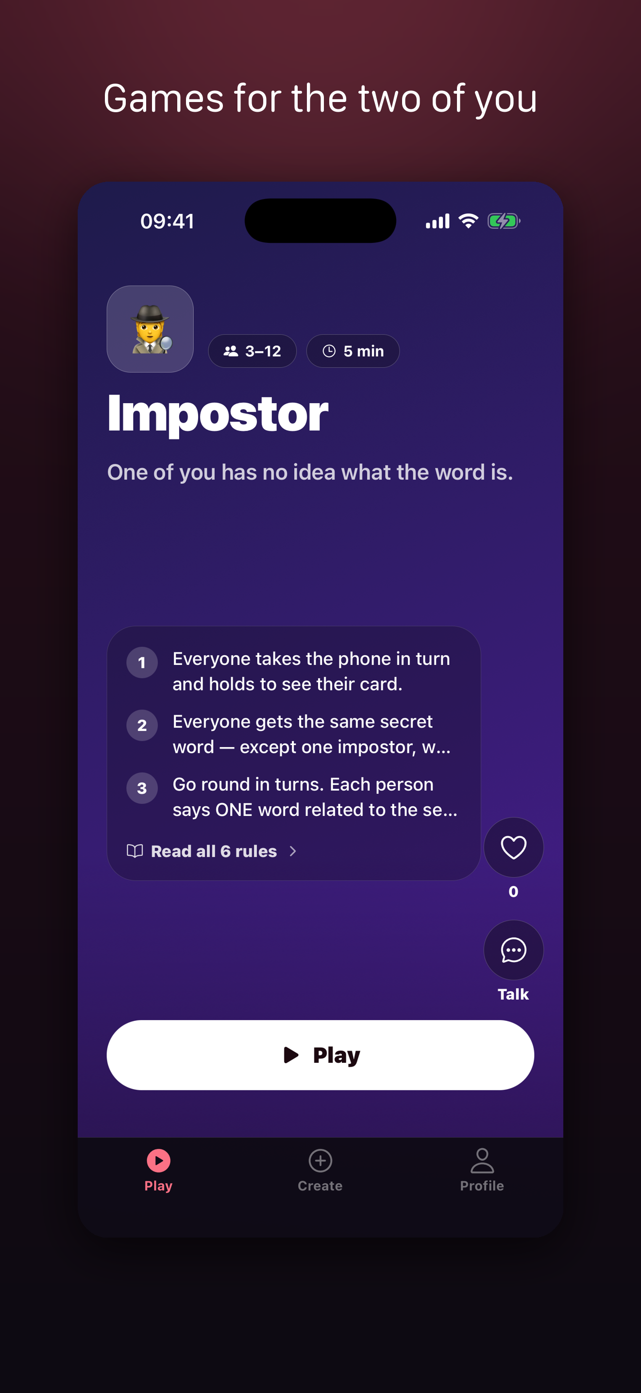 CouplePlay game feed